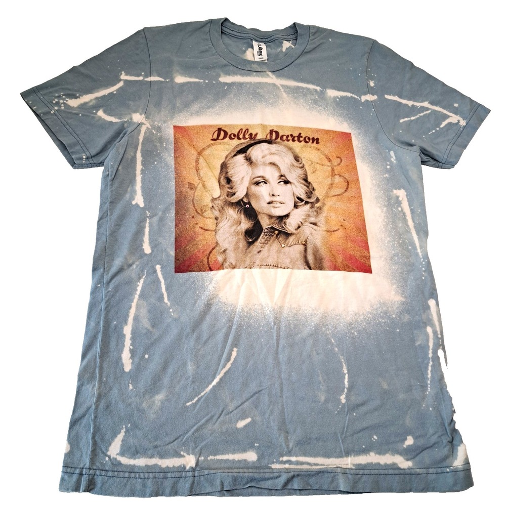 Dolly Parton Tultex Graphic T Shirt Women's M Blue Tie Dye Short Sleeve Casual